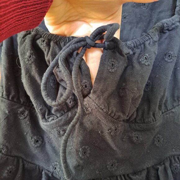 ASOS DESIGN Black Eyelet Short Sleeve Mini Tea Dress – Size UK 10 / EU 38 / US 6 - Picture 4 of 8